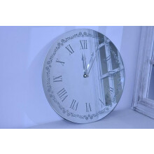 Flowery Silver Sparkle Glitter Clock 35Cm