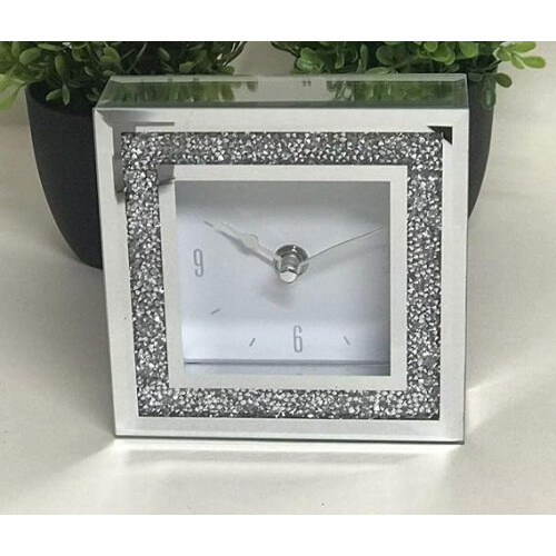 Silver Crystal Diamond Clock Crystal 14Cm