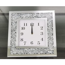 Square Analogue Silver Crushed Clock 40Cm