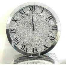 Sparkly Silver Crystal Filled Clock 45Cm