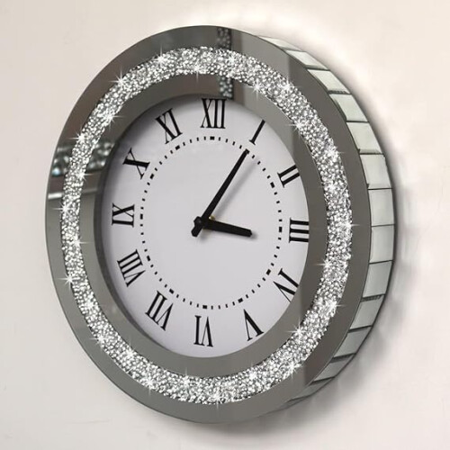 Round Jewel Wall Clock Black Needles 30Cm