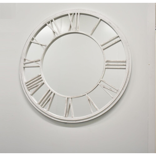 White Brushed Grey Roman Number Clock 80Cm