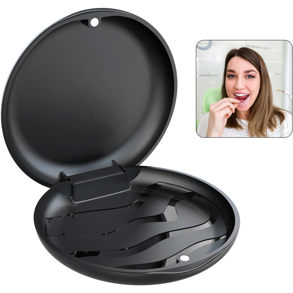 Black Braces Box, Denture Container, Dental Rail Box (Black)