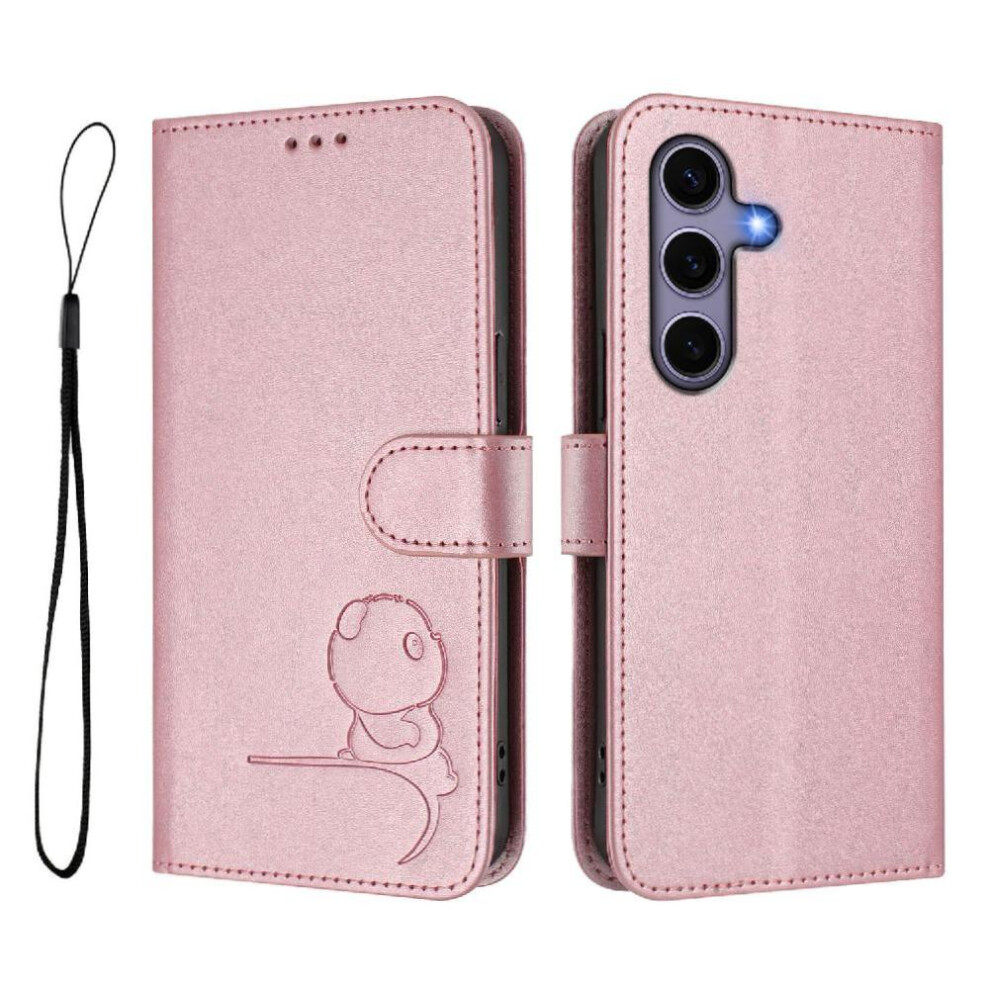 (Pink) Phone Case For Samsung Galaxy S25 Flip Folio Rfid Blocking Magnetic Card Slots Holder Kickstand Pu Leather Pink 764563117109