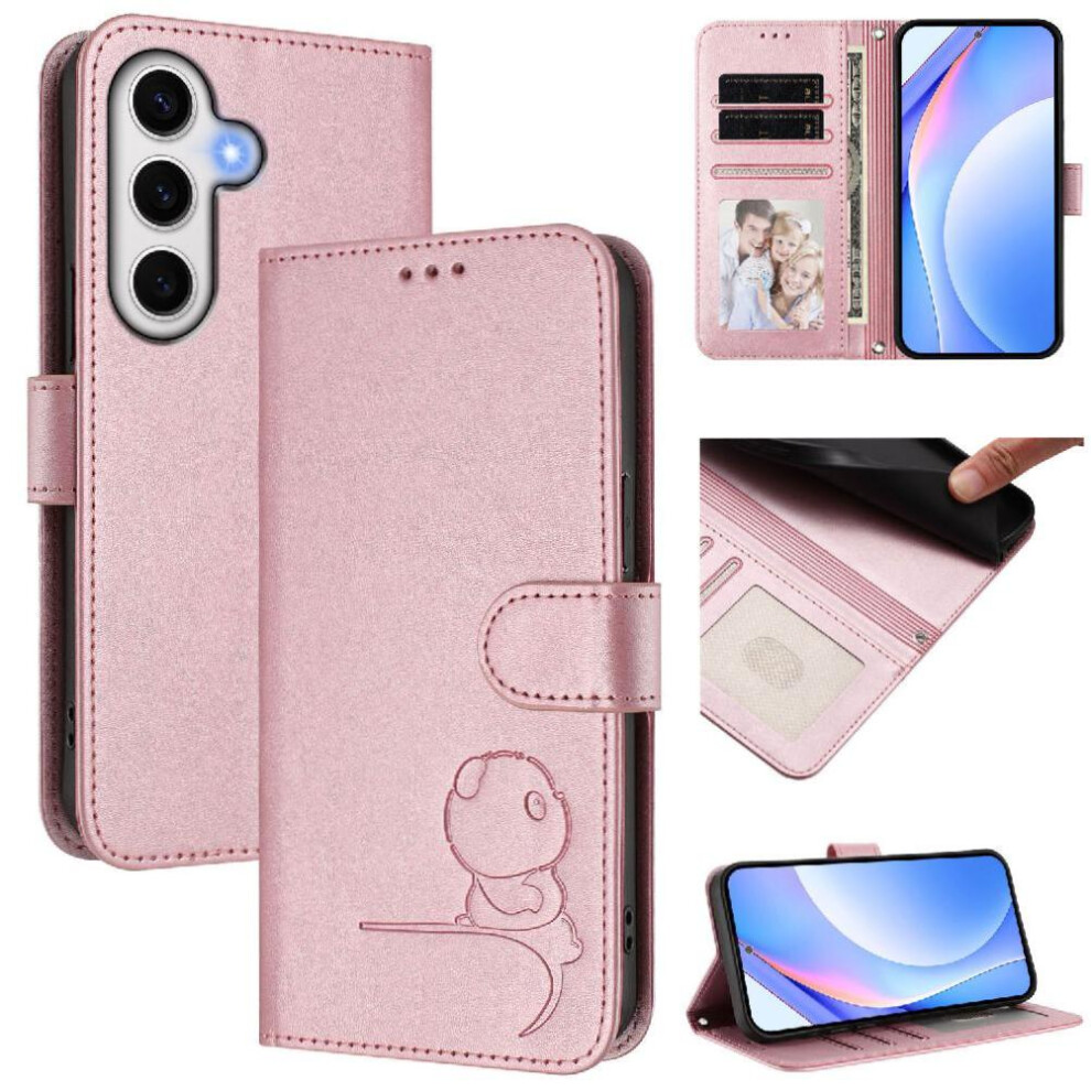 (Pink) Phone Case For Samsung Galaxy S24 Fe Magnetic Rfid Blocking Card Slots Holder Kickstand Pu Leather Flip Folio Pink 764563117284