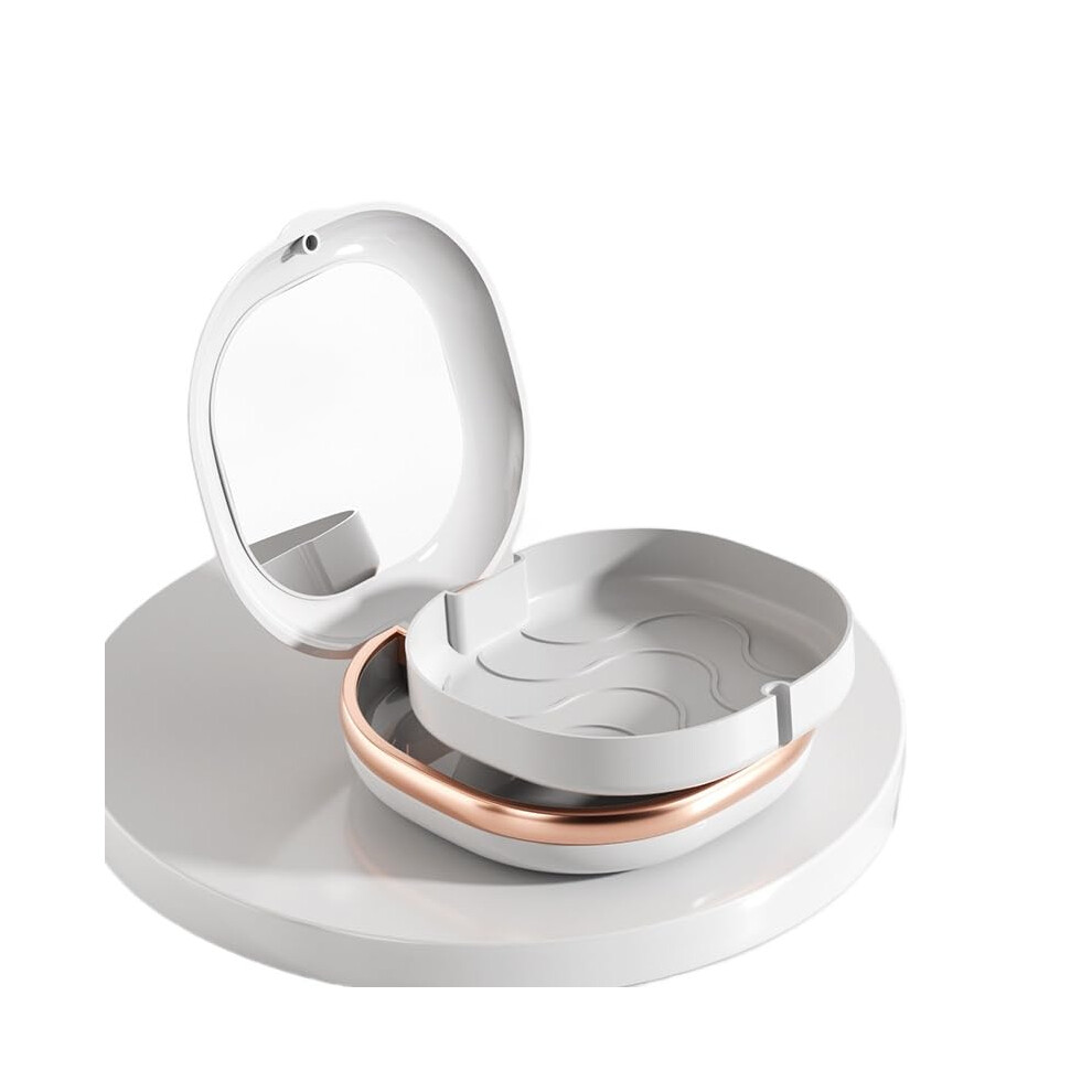 White Braces Box, Storage (For Bite Splints, Night Mouth Guard), With Mirror Dentures Container (White) S