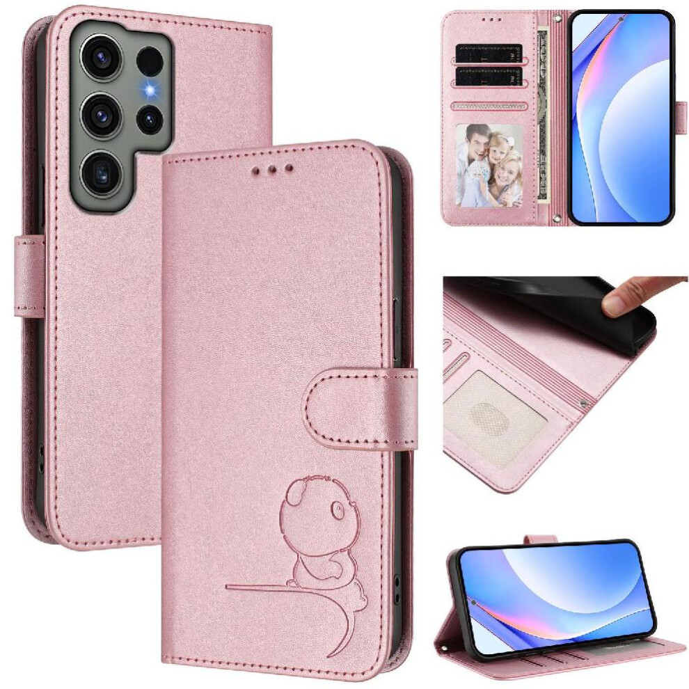 (Pink) Phone Case For Samsung Galaxy S23 Ultra Magnetic Pu Leather Flip Folio Card Slots Holder Kickstand Rfid Blocking Pink 764563117345