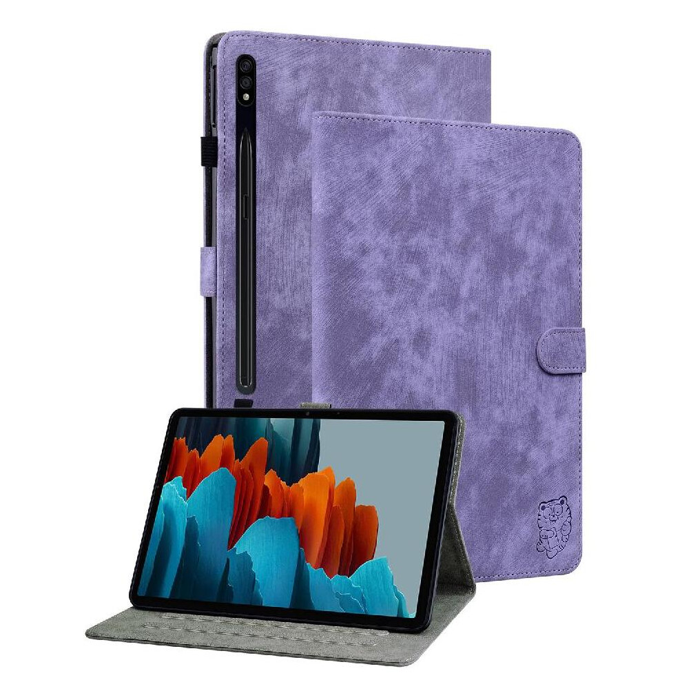 (Purple) Compatible With Samsung Galaxy Tab S9 Card Slots Case With Multi Premium Leather Function Stand Purple 764563117475