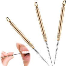 Pack of 3 Titanium Toothpicks, Toothpick Telescopic Toothpicks, Reusable, for Outdoors, Picnics, Camping, Travel