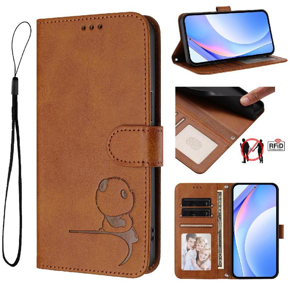 (Brown) Phone Case For Samsung Galaxy S21 Fe Flip Folio Rfid Blocking Magnetic Card Slots Holder Kickstand Pu Leather Brown 764563118021