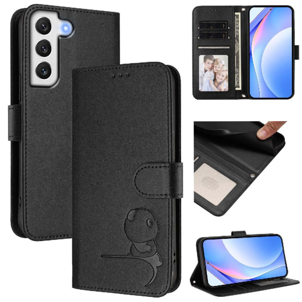 (Black) Phone Case For Samsung Galaxy S21 Fe Flip Folio Rfid Blocking Magnetic Card Slots Holder Kickstand Pu Leather Black 764563117987