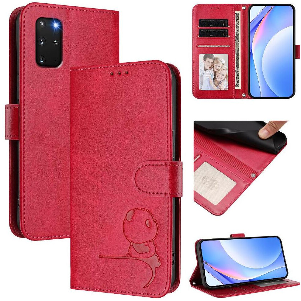 Photos - Case  Phone  for Samsung Galaxy S20 Plus Magnetic Rfid Blocking Pu Leather Flip Folio Card Slots Holder Kickstand(Rose red )