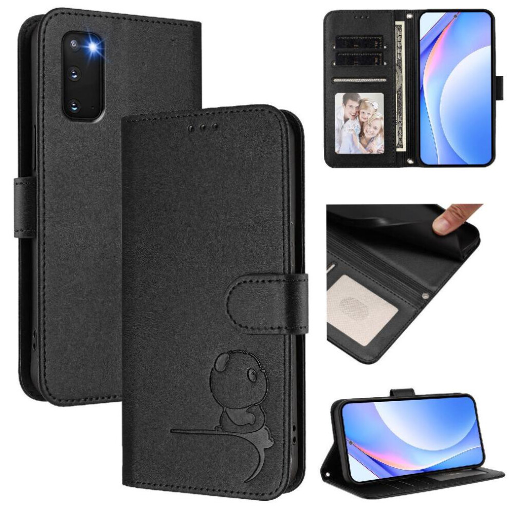 (Black) Phone Case For Samsung Galaxy S20 Pu Leather Flip Folio Card Slots Holder Kickstand Rfid Blocking Magnetic Black 764563118793