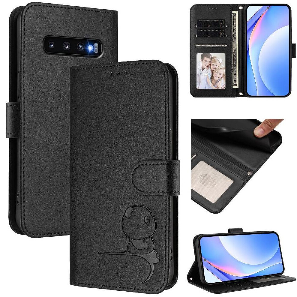 (Black) Phone Case For Samsung Galaxy S10 Rfid Blocking Pu Leather Card Slots Holder Kickstand Magnetic Flip Folio Black 764563118977