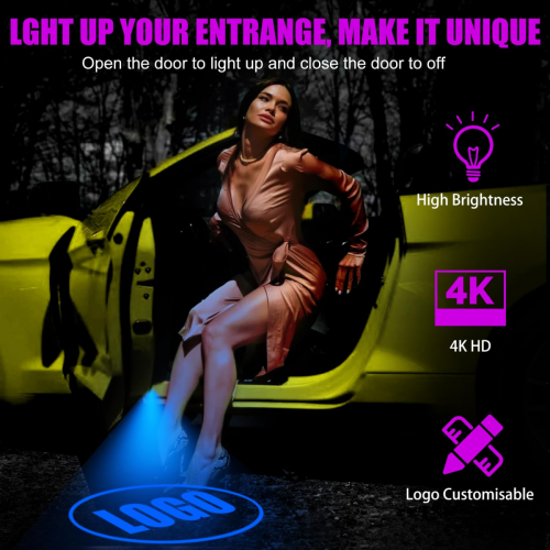 4 Pcs Car Door Lights Logo Projector Puddle Lights Compatible with A B C E M GL GLA GLC GLE Class Accessories 1