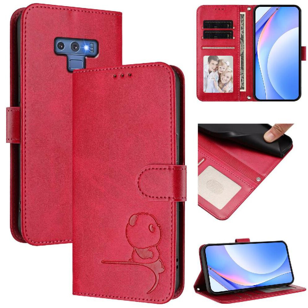 (Rose ) Phone Case For Samsung Galaxy Note9 Rfid Blocking Magnetic Card Slots Holder Kickstand Pu Leather Flip Folio Red 764563119783
