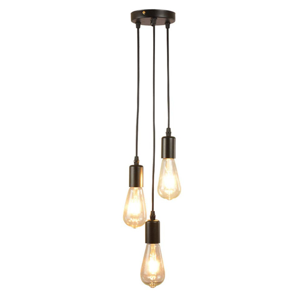 Black 3 Flame Ceiling Light LED Chandelier with E27 socket, Retro Pendant Light-image-OPC-PJ52FCY-NEW