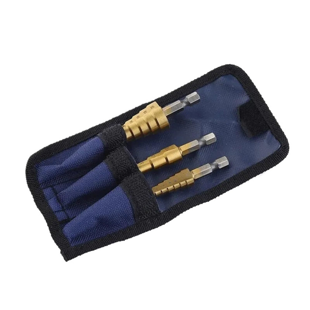 312Mm/412Mm/420Mm Hss Step Drill Titanium Coated Hex Handle 3Pcs 6276012018706