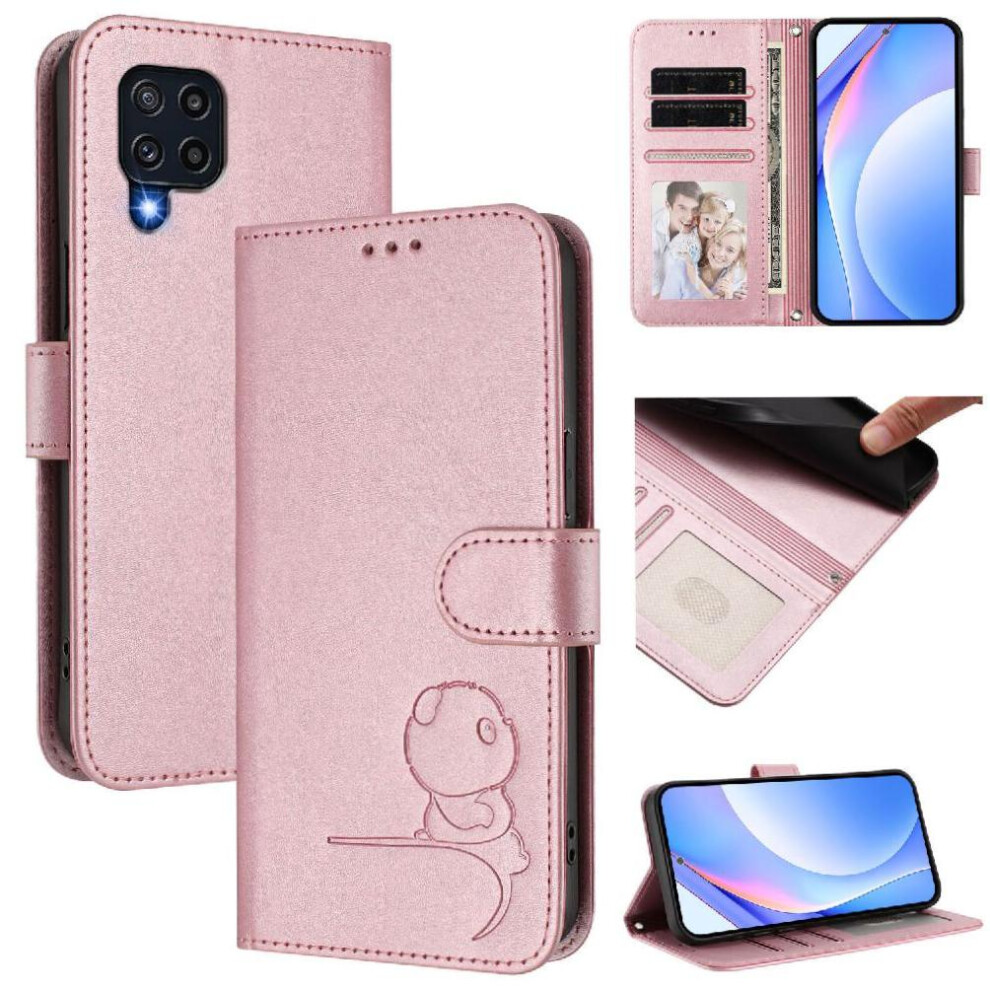 (Pink) Phone Case For Samsung Galaxy M32 4G Rfid Blocking Flip Folio Magnetic Pu Leather Card Slots Holder Kickstand Pink 764563120765