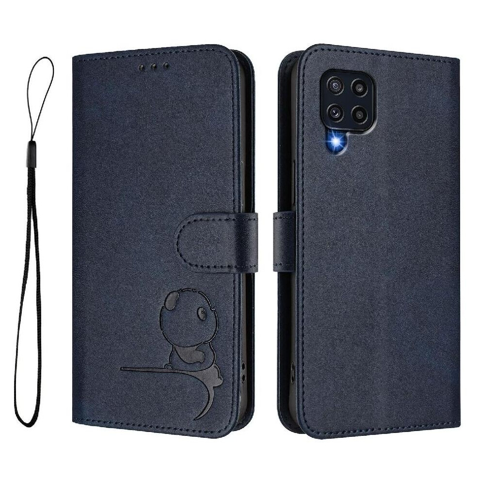 (Blue) Phone Case For Samsung Galaxy M32 4G Rfid Blocking Flip Folio Magnetic Pu Leather Card Slots Holder Kickstand Blue 764563120796