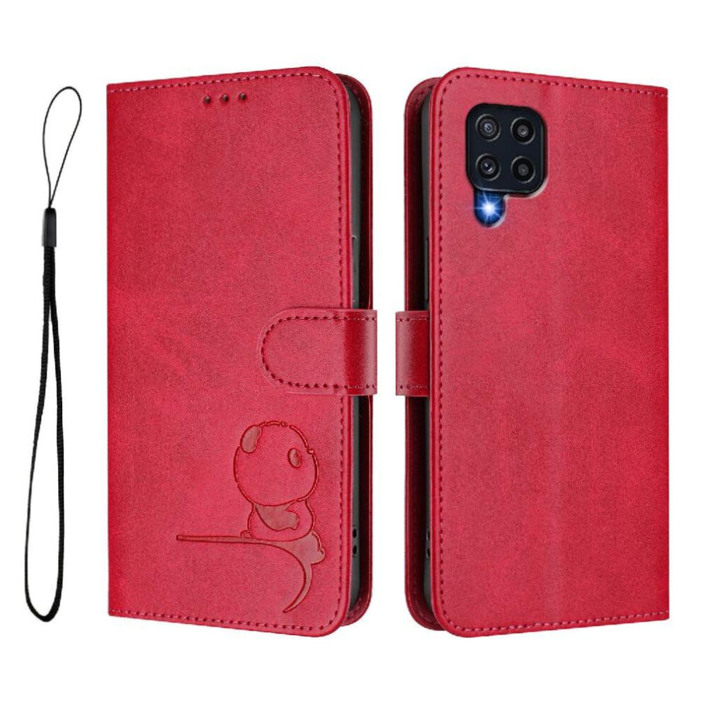 (Rose ) Phone Case For Samsung Galaxy M32 4G Rfid Blocking Flip Folio Magnetic Pu Leather Card Slots Holder Kickstand Red 764563120802