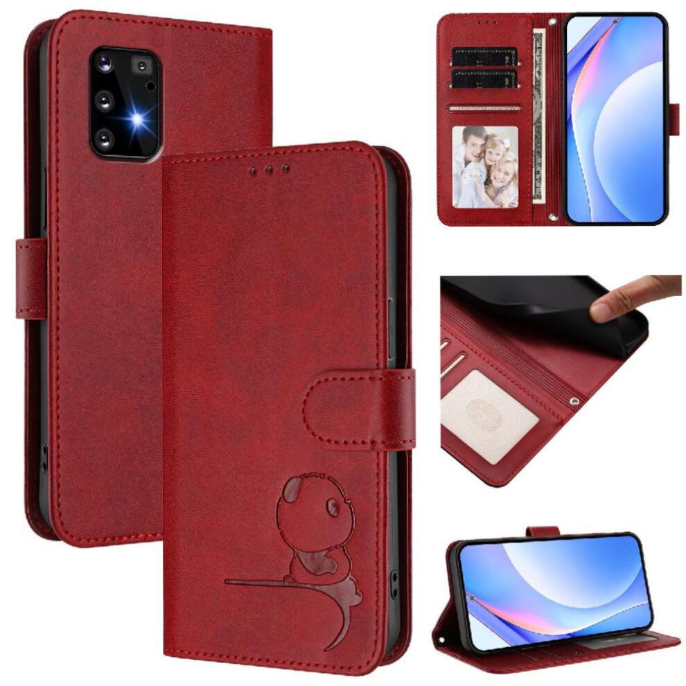 Photos - Case  Phone  for Samsung Galaxy M80s Flip Folio Rfid Blocking Magnetic Pu Leather Card Slots Holder Kickstand(Red)