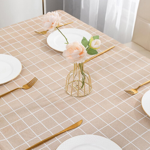 Checked tablecloth, tablecloth, extinguished tablecloth, PVC plastic wipesoftwaterproof cover for kitchen tablebuffetdecoration suitable 1