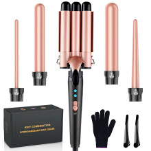 (Rose Gold) Hair Waver Curling Iron Wand, 5 in 1 Curling Wand Set