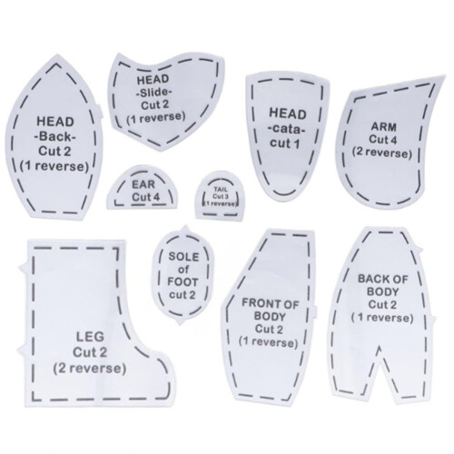 10 Pieces Memory Bear Pattern Sewing Acrylic Quilting Templates Ruler Set Memory Bear Pattern for Beginners Sewing Patterns and Templates