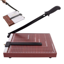 Manual paper trimmer – A4 paper slicer with wooden base, straight edge cutting tool for office, home