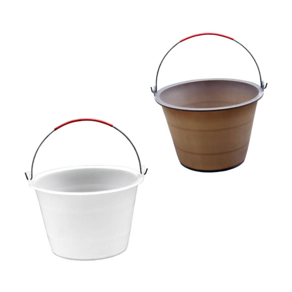 Retractable Trash Can Construction Site Bucket Carry Handle Plastic Brown 6493810284663
