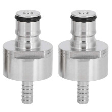 2 pieces stainless steel carbonation caps with ball lock and 5/16 inch barbs, ideal for selfbrewed and nonalcoholic PET bottles