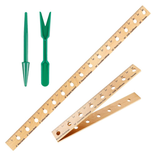Foldable Seed Spacing Ruler with Planting Wood and Dibber Stick