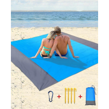 Beach Mat Picnic Blanket Waterproof - Beach Blanket 210 X 200cm Picnic Blanket Extra Large Waterproof Beach Mat With 4 Fixed Nailsblue-ZZY