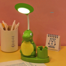 Einzigartige Dinosaurier-Schreibtischlampe, LED-Nachtlicht, kompatibel mit kabelloser Aufladung für Kinder, Schüler, Lern-Augenschutzlampe,