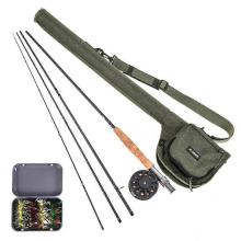 Ensemble de cannes à pêche à la mouche LEO 28010-T 5 6, canne en fibre de carbone 4 sections avec moulinet, 20 mouches et sac de transport