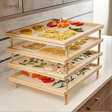 Séchoir à aliments empilable avec filet en bois pour pâtes et herbes