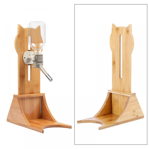 Comedero de agua de madera para gatos y perros pequeños, con marco ajustable 1
