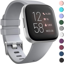 (Harmaa - koko S, yhteensopiva Versa 2:n kanssa) Vaihtoranneke, yhteensopiva Fitbit Versa 2 SE:n kanssa, silikoninen urheiluranneke, yhteens