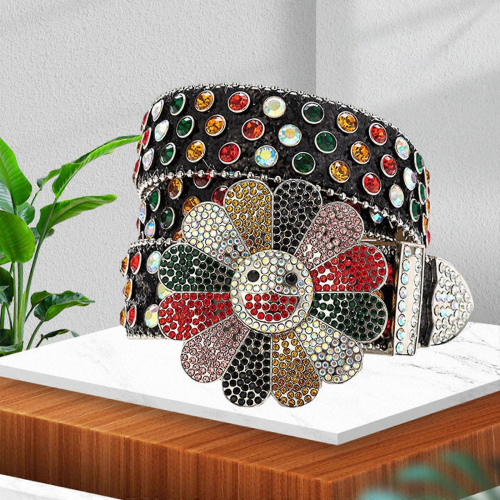 (Ασημί-125CM) Ζώνη Μέσης Blingbling σε Σχήμα Λουλουδιού, Συμβατή με Ζώνη Street Dance Jean, Αλυσ 1