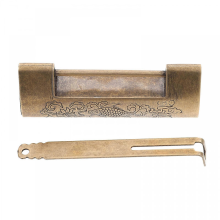 Visací zámok Drevený zámok v krabici Retro visiaci zámok Čínsky štýl Visací zámok s gravírovaním Antique Lock
