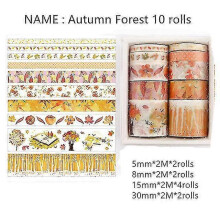 Kawaii School Supplies Adhesive Tape | Washi Tape Diy School Supplies - 10 Rolls -Autumn Forest