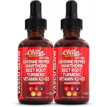 (2PCS) Clean Nutra Cayenne Pepper Drops Supplement Liquid + Hawthorn Berry, Vitamin D3