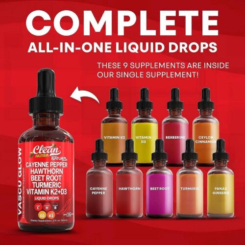 (1PCS) Clean Nutra Cayenne Pepper Drops Supplement Liquid + Hawthorn Berry, Vitamin D3 2