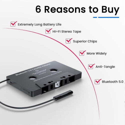 2025 Newest Car Audio Cassette Player Adapter, Cassette Player Bluetooth 5.0 1