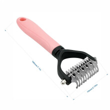 (Small Pink Pet Detangling Comb) Stainless Steel Pet Dematting Comb for Cats and Dogs - Dual-Sided Undercoat Rake for Easy Mats & Tangles Removing for Long & Thick Coats