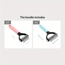 (Small Pink Pet Detangling Comb Large Blue Pet Detangling Comb) Stainless Steel Pet Dematting Comb for Cats and Dogs - Dual-Sided Undercoat Rake for Easy Mats & Tangles Removing for Long & Thick Coats