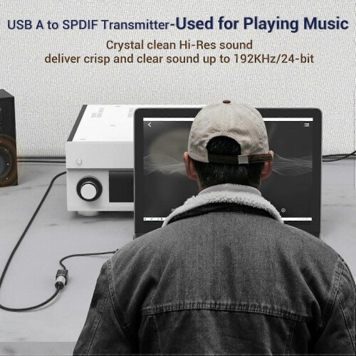 USB A to TOSLINK Optical Audio Adapter, Unidirectional USB Type A to SPDIF 1