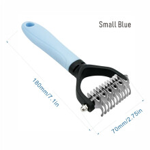 (Small Blue Pet Detangling Comb) Stainless Steel Pet Dematting Comb for Cats and Dogs - Dual-Sided Undercoat Rake for Easy Mats & Tangles Removing for Long & Thick Coats