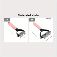 (Small Pink Pet Detangling Comb Large Pink Pet Detangling Comb) Stainless Steel Pet Dematting Comb for Cats and Dogs - Dual-Sided Undercoat Rake for Easy Mats & Tangles Removing for Long & Thick Coats